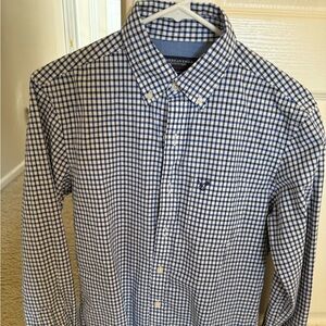 Blue and white check  Men's American Eagle long sleeve extra small dress shirt